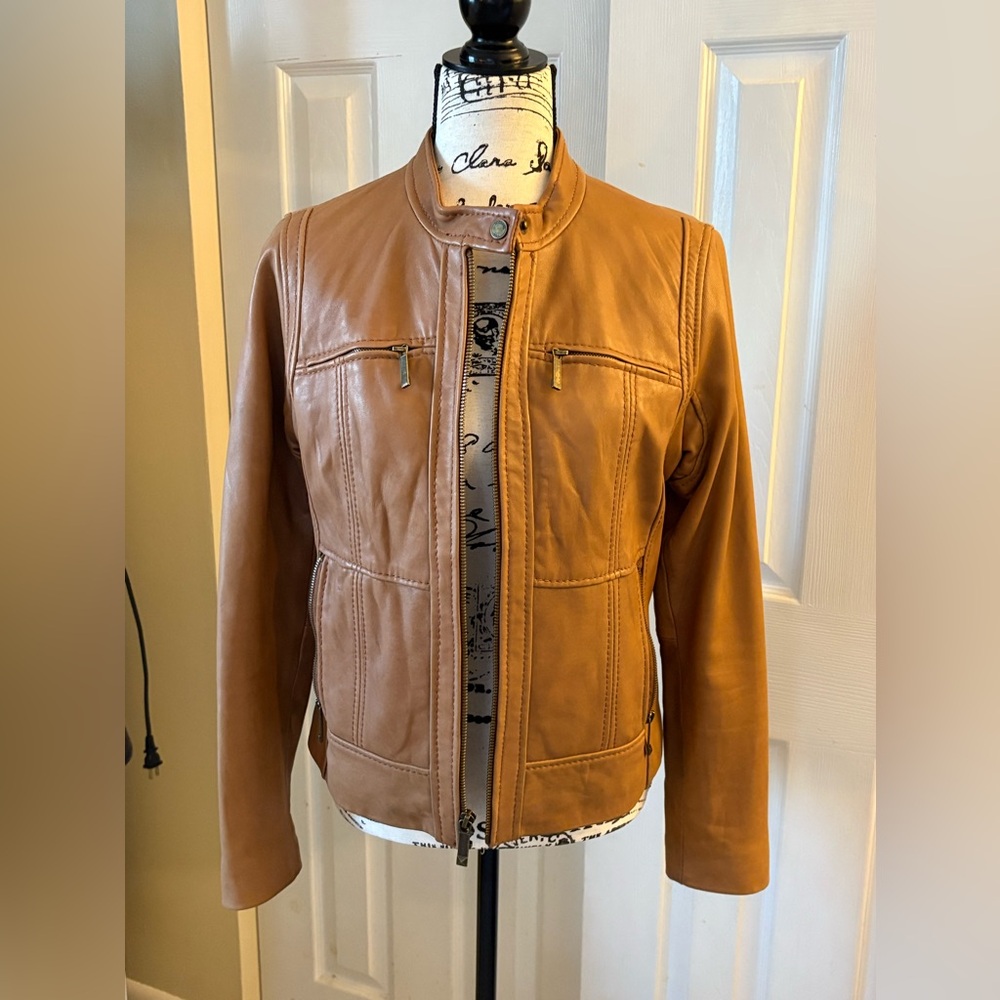 Michael Kors Brown Leather Jacket